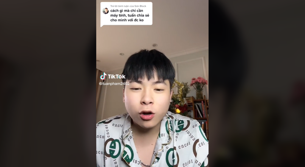 Phạm Tuấn chia sẻ cách kiếm tiền trên Tiktok chỉ mới một chiếc máy tính