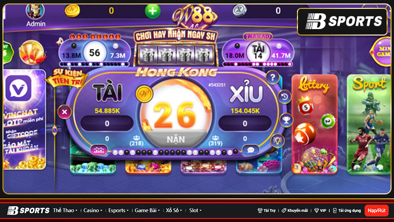 Kho trò chơi khủng, đa dạng thể loại của w88.vin apk