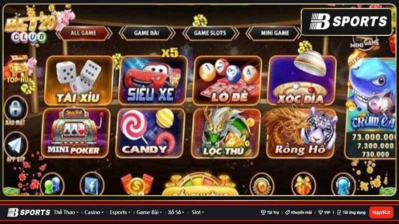 Một số tựa game bài trực tuyến được nhiều người chơi tham gia tại bet29 club