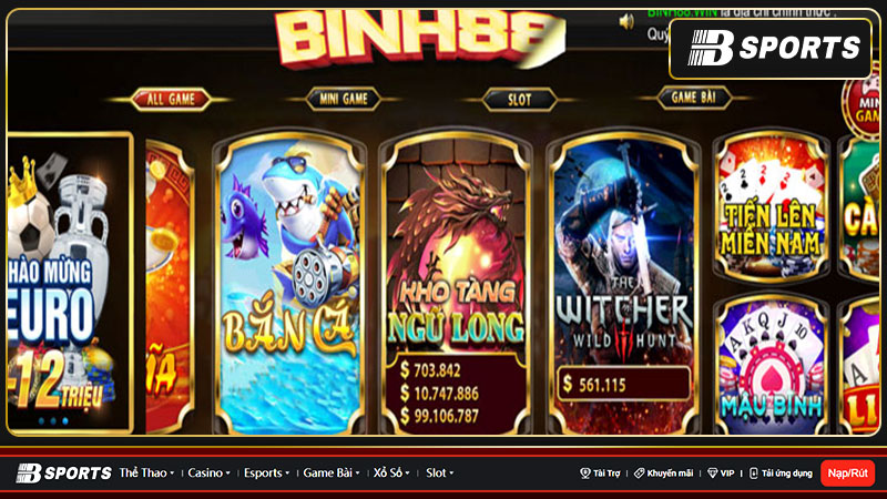 Kho game bài giải trí cực đa dạng tại Binh88 Club