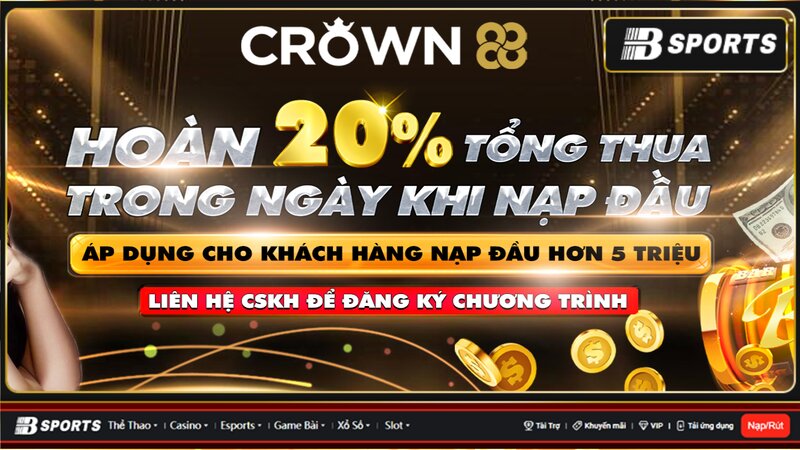 Khuyến mãi hoàn cược thua lên đến 20%