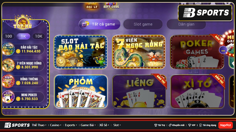 Đánh bài vip tại Bsports đa dạng các thể loại game bài online hấp dẫn