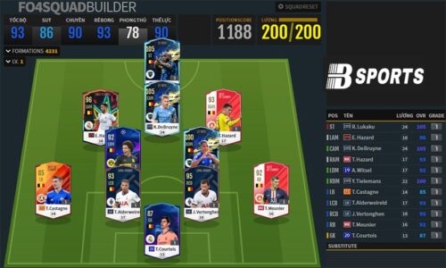 Xây dựng đội hình Fifa online 4 squad builder tiêu chuẩn