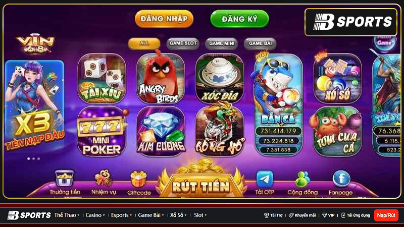 Kho tàng hơn 100+ game với đủ thể loại tại Vin68 Club 