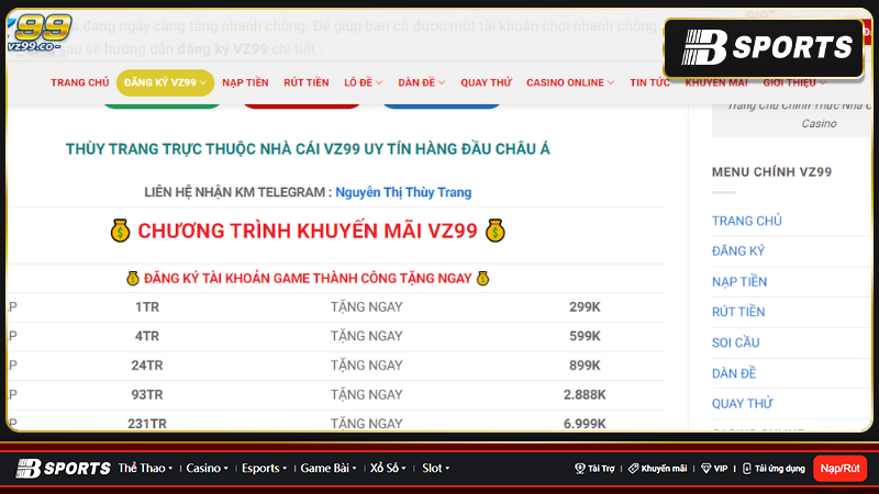 Đa dạng các chương trình khuyến mãi đổi thưởng hấp dẫn tại vz99