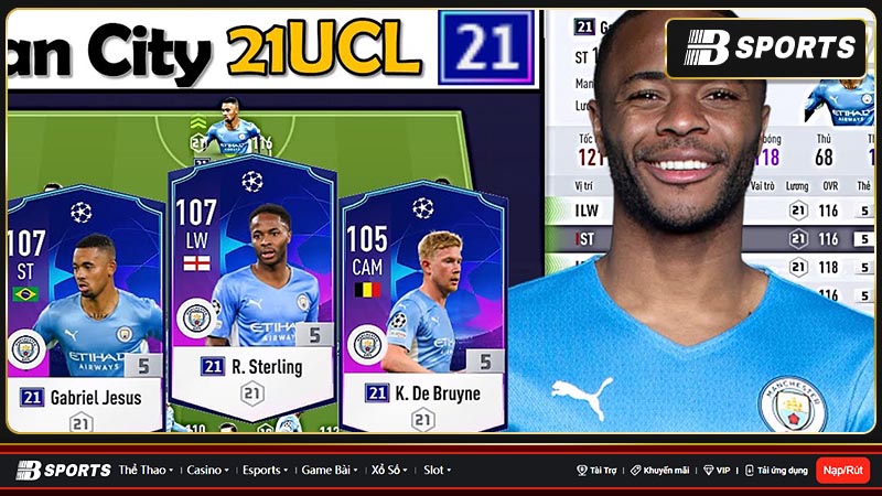 Sterling được tin dùng trong đội hình Man City FO4 mạnh nhất